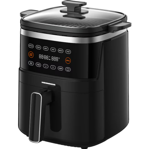 Friteuza cu aer cald Heinner Fry&Grill HAFG-B5BK2600, 2600W, capacitate 5L, 6 programe presetate, panou de comanda electronic, timp maxim de preparare: 60 min, Negru