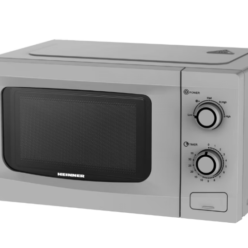 Cuptor cu microunde Heinner HMW-M2035SL, 20 l, 700 W, Control mecanic, Timer, Argintiu
