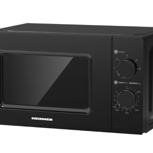 Cuptor cu microunde Heinner HMW-MD20MBK, 20 l, 700 W, Control mecanic, Negru