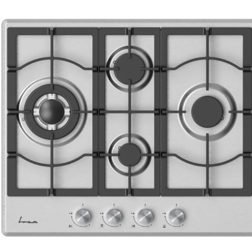 Plita incorporabila Fram FBH-M4IWF-SS, Gaz, 4 arzatoare, Gratar fonta, Wok, Aprindere electrica, Dispozitiv de siguranta, 60 cm, Inox